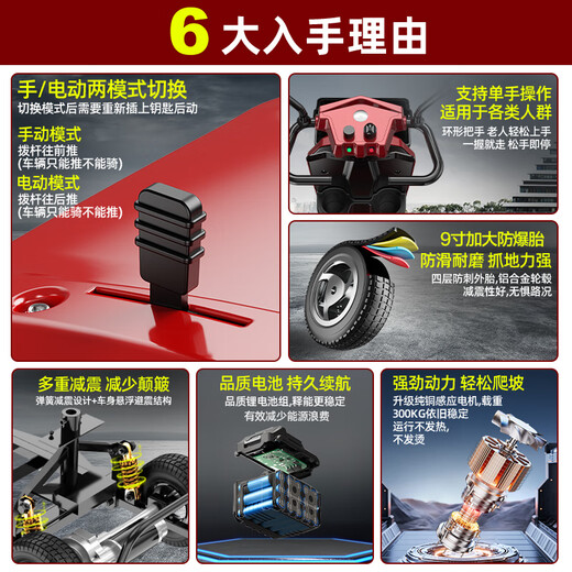 Yongqian elderly electric four-wheeler household foldable moped for the elderly and disabled smart elderly walking electric vehicle 20A lead-acid standard model about 70 miles/motor 300W