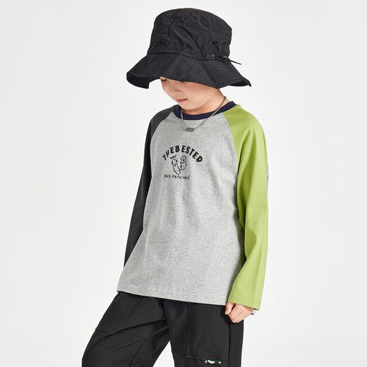 多多家男童T恤长袖2025春秋款舒适宽松童装插肩袖儿童休闲时尚全棉上衣