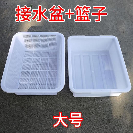 三栖虎加大加厚双层沥水篮塑料洗菜篮酒店厨房洗菜浸泡篮子淘米箩猫砂盆 加深A3+691)白色 间距3.5cm