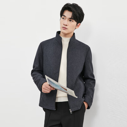 Septwolves Wool Jacket Men's Autumn Stand Collar Jacket Men's Lining Anti-static Simple Business Work Versatile Men's Clothing