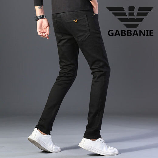Armanibr Armani Black Jeans Men's Men's Casual polyvalent automne et hiver Stretch Slim Straight Pantal