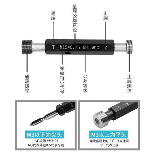 Metrische Fine-Faden-Stecker-Messgeräte und Stoppmessgeräte Innere Zahnmessgeräte glatte Messwerkzeug mit hoher Präzision M11-M15 M12156H