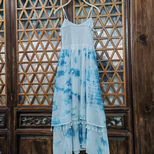 Aoschengko Tie-Dye-Hosentender-Kleid Yunnan immaterielles kulturelles Erbe blau handgefertigtes literarisches und künstlerisches Reisefotografie-Outfit von Frauen