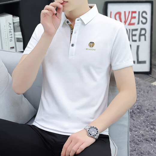 [Fabricante Batch One] Polo bordado de negocios Camisa de algodón puro Camiseta de manga corta Camisa de solapa de verano de hombres blancos 683 Modelos XL 125-140Jin [Jin equivale a 0.5 kg]