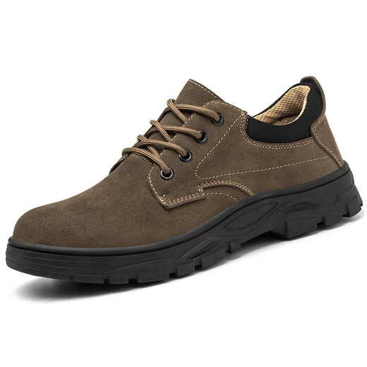 Paul Camel Labour Protection Shoes Herren Sommer atmungsaktiven Anti-Smashing-Stahlkopf-Anti-PUNKTURE Ultraleichte Anti-Schlupf-Sicherheitsstelle Schuhe 838 Khaki Four Seasons Modell 41