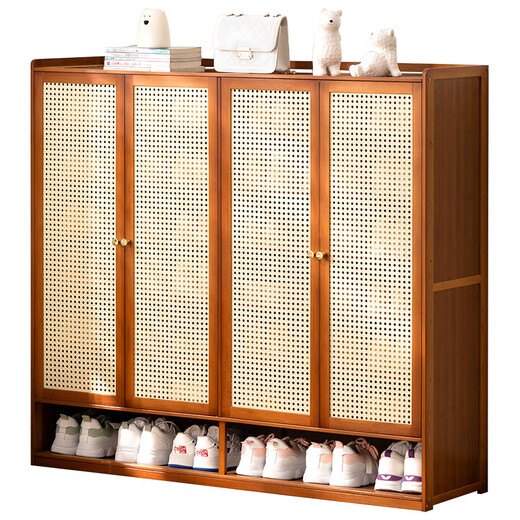 Old bamboo craftsman multi-layer shoe cabinet door entry cabinet shoe rack household integrated wall-mounted large-capacity storage partition entrance cabinet