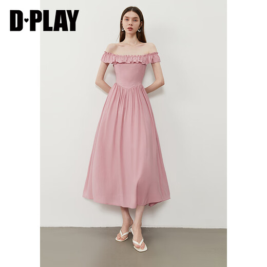 DPLAY2025年夏季新款粉色连衣裙女长款高级感显瘦气质法式裙子长裙夏装 柔雾玫瑰粉 M