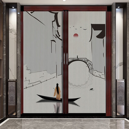 
Sanqihu Chinese-style sliding door living room balcony kitchen partition invisible folding door without punching sliding door A9276 frame grey style