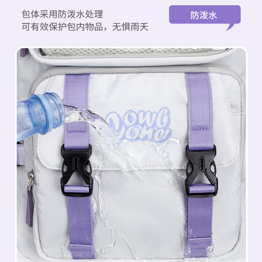 Pusi Schoolbag Female Junior High School Schüler Multi-Kompartiment große Kapazität High School Schüler Rucksack Grundschüler Klasse 4-6 Ridge Protection Rucksack 12044 Satin Blue + 6 Stücke Elfenstangen