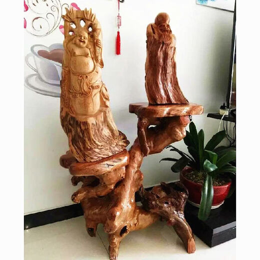 原木根雕花架树根天然摆件客厅多层盆景架鱼缸实木底座阳台 16868