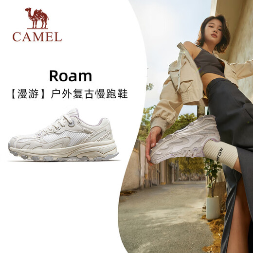 骆驼（CAMEL）漫游户外复古慢跑鞋女休闲运动 K23S09L7014-1 米白/香芋紫 39