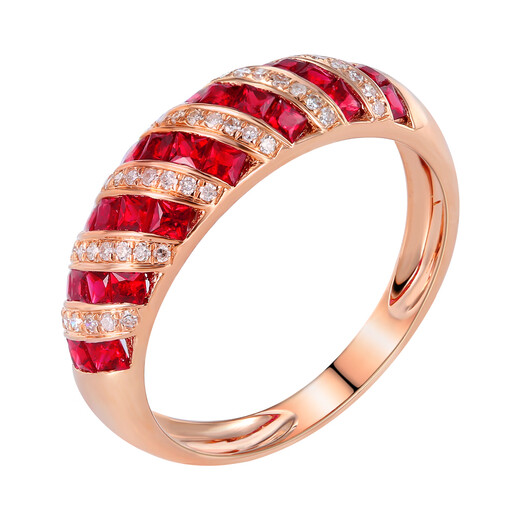 Yilu Jewelry, elegant lady style, pigeon blood red ruby ring for women, 18K gold inlaid with diamond and ruby row ring, 1.18 carat, pigeon blood ruby ring, elegant lady style, No. 14/Free circle change/Support national re-inspection/Fake 4 days off/Seven days appreciation
