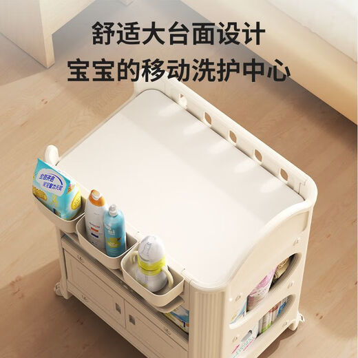 万合鹿婴儿尿布台宝宝抚触护理台换尿布可移动新生儿洗浴婴儿床 环保材质HDPE+零甲醛用得放心 普通款*基础[无配]