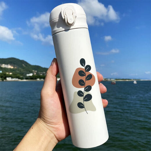 承琉新款吸管保温杯简约高级时尚水杯子设计感文艺北欧500ml弹跳随身 316材质500ml吸管杯BW7374树叶