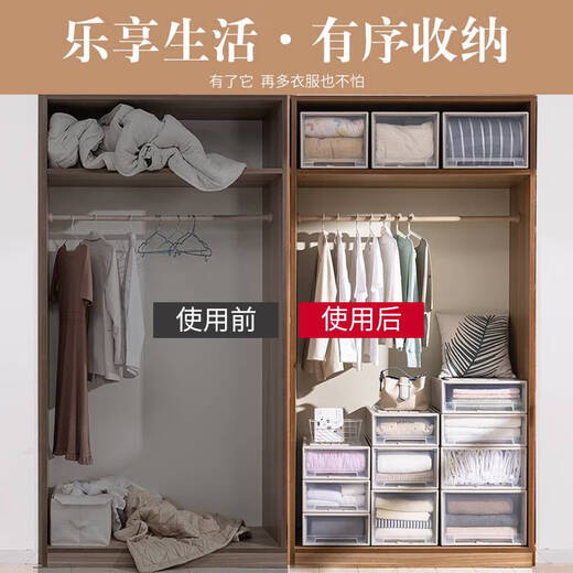 Yonghuan Storage Box Drawer Plastic Transparent Wardrobe Storage Box Clothing Organizer Household Clothing Storage Box F3523 Length 47X Width 35X Height 23 Thickened one