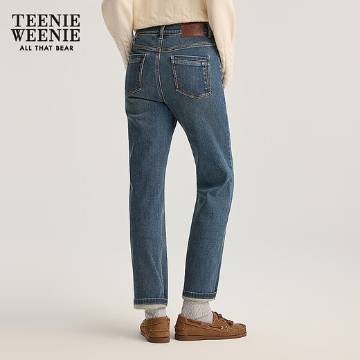 Teenie Weenie【赵露思同款】小熊女装牛仔裤2025年秋新款休闲时尚烟管裤 中蓝色 M