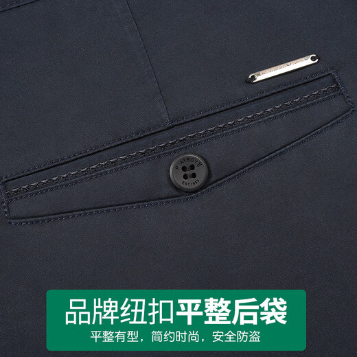 
Playboy (PLAYBOY) high-end pure cotton casual pants for men loose high waist middle-aged business middle-aged and elderly daddy summer thin long pants fashionable thin style 6629-20 dark blue near black elastic 37
