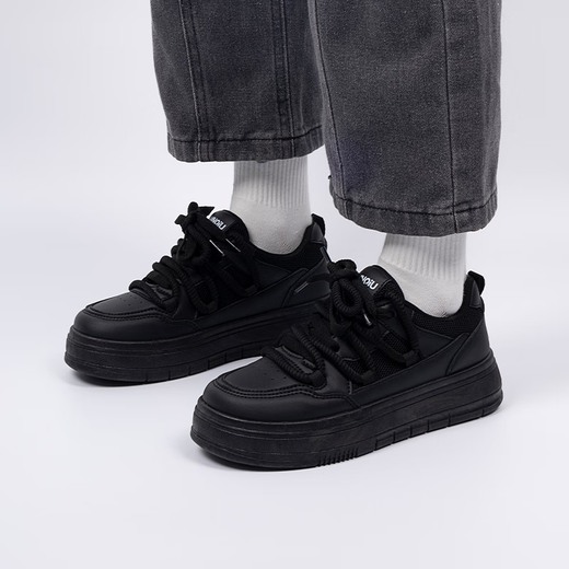 Global black board shoes for women 2025 new summer mesh breathable thick sole women's shoes hot versatile light casual black shoes