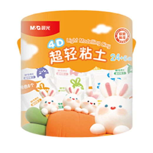 Morning Light (M&G) candy bag and bucket 24 colors + 6 bags 4D ultra-light clay children's super colored clay plasticine clay kindergarten primary school students handmade diy toys birthday school gift