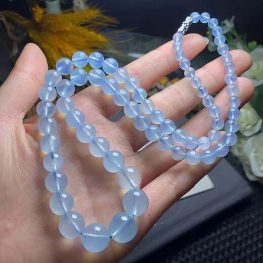 Qianjun 2025 new collection-grade Brazilian aquamarine necklace Hainan pagoda chain fashion crystal jewelry mother girlfriend tower chain necklace