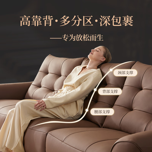 Lezhibao LAZBOY leather sofa living room new electric function sofa zero wall retro sofa Bach 683 Big Bear White-2.41 meters-three-person left electric