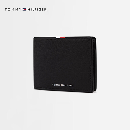 TOMMY HILFIGER Chinese Valentine's Day gift 25 new autumn and winter men's business casual portable cow leather ID card holder wallet black BDS OS