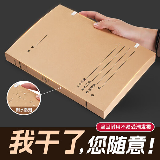 三益档案 新科技档案盒牛皮纸加厚进口深色牛卡纸收纳盒可定制 2cm*680g*10个装 7522