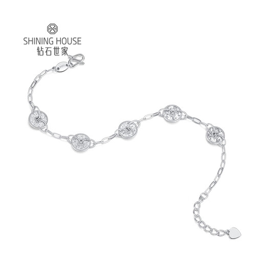 Diamond Family PT950 Platinum Bracelet Honeycomb Five Emperors Money Sparkling Double-sided Wearable Platinum Bracelet Holiday Gift for Lover Gold Weight Approximately 5.6g