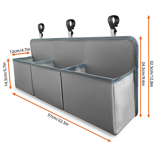
ZNMW crib hanging bag baby diapers storage bag diaper bag 3D bedside hanging basket shelf can be washed with smoke gray PP board + Oxford cloth