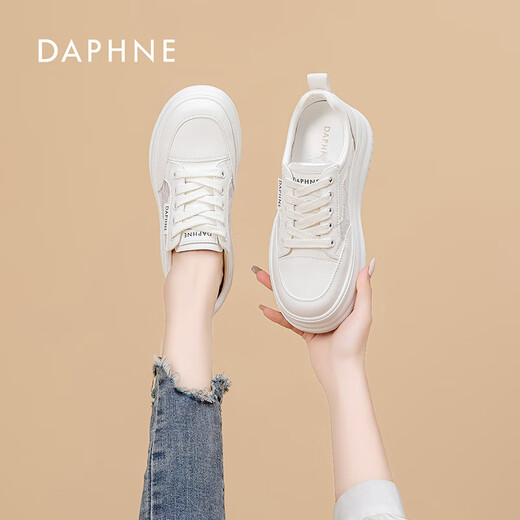 
Daphne authentic white shoes for women in 2025 summer hot style lightweight height-enhancing shoes mesh breathable fashionable and versatile casual shoes for women off-white [5.0CM] 37