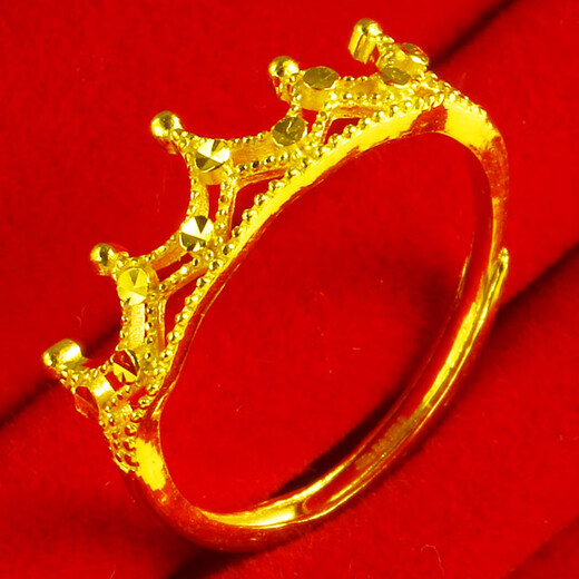 Qianying Jewelry Gold Ring 9999 Pure Gold Women's Index Finger Ring Crown Wedding Jewelry Plain Ring for Valentine's Day for Girlfriend Weighs about 2.60-2.8g (including labor cost 35)