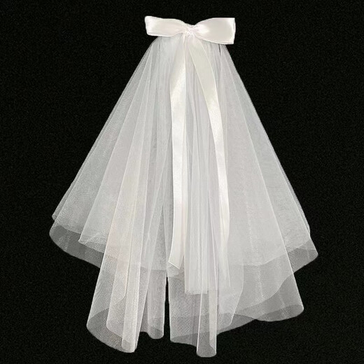 Jingwu Mariage Certificate Veil Enregistrement Proposition de coiffure Coiffeur de mariée SIMPLE SIMPLE STYLE MARIAGE HEUD-MARDE MARIAGE HEURME SMELLE VEILE RIBBON BOWPINE [1 Paquet]