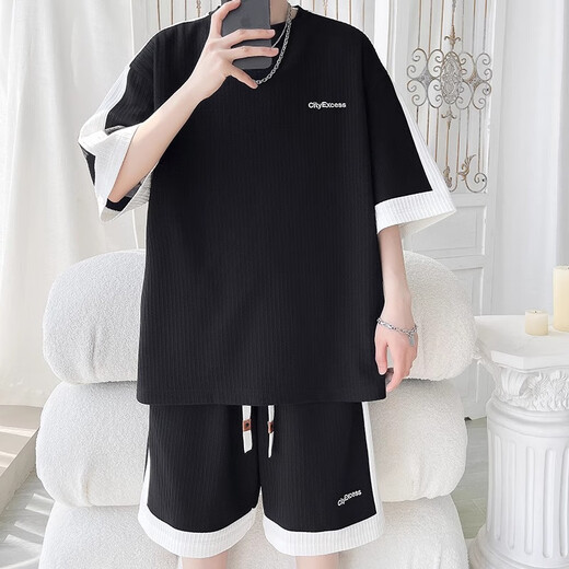 Le nouveau t-shirt à manches courtes lâches décontracté à la mode pour les hommes en été 2025 Été Set HQ24417 White M Environ 95-110jin [Jin est égal à 0,5 kg] peut être porté