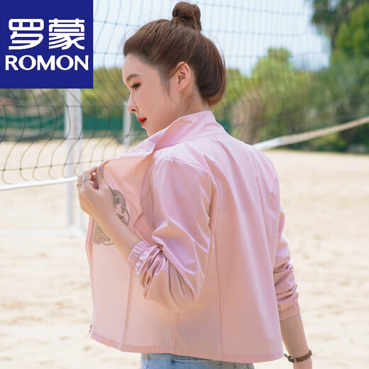 罗蒙（ROMON）中式国风短款防晒衣女外穿2025夏季新款轻薄款外套小个子刺绣上衣 粉红色 S 【建议70-90斤】