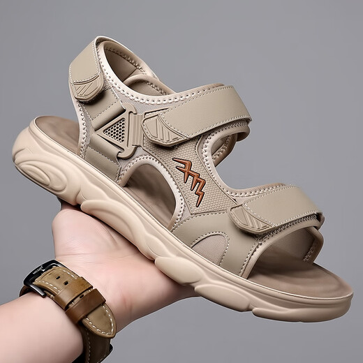 RANKDAVEY light luxury high-end brand sandals men's 2025 summer new fashion trend sports and casual beach shoes for men, HHS9230 green 42 _Standard leather shoe size