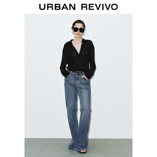 UR2025 new autumn women's denim resurgence washed flared denim trousers UWB850004 light blue 26