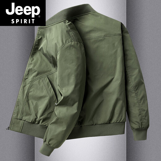 Jeep Spirit Spring- und Herbst-Herrenjacke American Casual Workwear Militärjacke Fliegere Baseball-Kragen mittleren Alters Kleidung Khaki (hinzugefügte Baumwollstil) Jeep9226a m