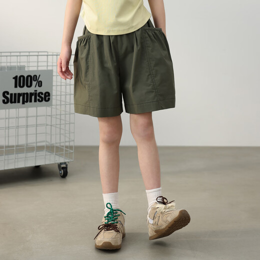 
LUSON Chen Dazhu Girls Shorts Outdoors 2025 New Military Green Work Pants Children's Crop Pants Thin