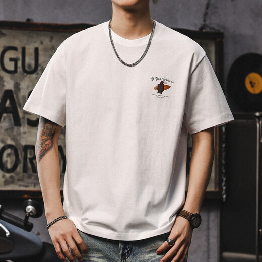 Jeep Spirit Summer New Style Teenager Fot Fit Fit Fit Fit Fort Men's японская ретро-ретро-рубашка с базовой рубашкой модно и универсальная мужская футболка 1506 темно-зеленый тяжелый 260 г M 100-120Jin [Jin равняется 0,5 кг]