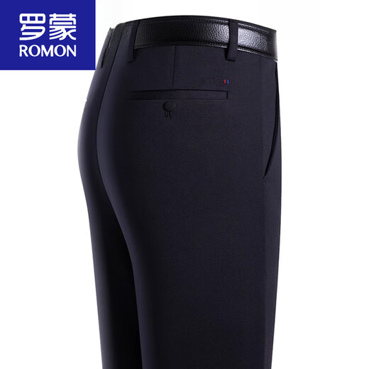 Romon (Romon) 2025 pantalones de papá Pantalones de ocio de hombres de mediana edad delgados de mediana edad de mediana edad de mediana edad y ancianos Pantalones de ocio de patas rectas Lyc6623# Black Spring y Autumn Grey* 29 2ft 2 cintura calcetines de cintura