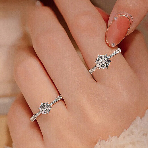 DR ring Moissanite diamond ring for women one carat 2025 new white gold six-claw wedding proposal closed ring can be engraved main diamond 50 points live mouth adjustable size