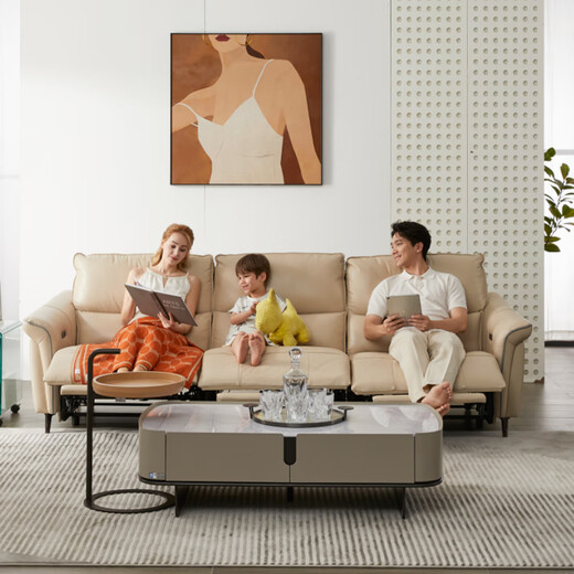 Zhihuashi First Class Zero gegen Wall 11167 Modernes Wohnzimmer Top Kuhlatten Elektrische Funktion Sofa Mondlicht weißer Vier -Personen -Sitz 314 cm - doppelte elektrische Elektro