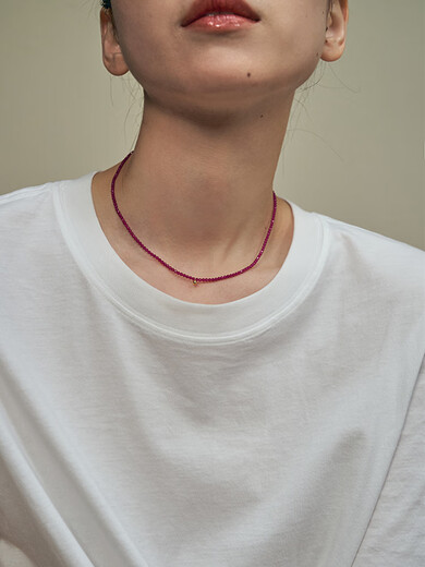 CAOXPAUSAANN spring and summer beads rose ruby faceted hand-beaded small gold beads niche design necklace rose red