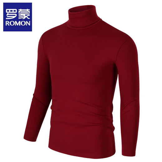 ROMON Spring, Autumn and Winter Turtleneck Bottoming Shirt Slim Fit Pure Cotton Tight Youth Long Sleeve T-shirt Men's Solid Color Underwear Men's Black M 100Jin Jin is equal to 0.5kg Wear left and right