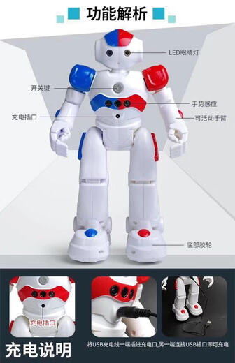 SAMEWIN新品微供智能早教遥控机器人益智男孩儿童玩具手势感应USB 967智能机器人（英文版