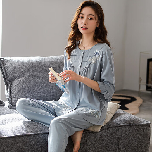 Langsha Pajamas Женский летний стиль модальный ватный хлопок брюки с большим размером.