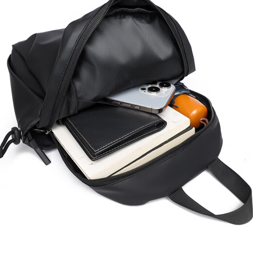 
New men's crossbody bag casual 2024 Korean version of the film waterproof small backpack trendy and fashionable sports chest bag 6216 black length 20cm high 32cm width 11cm