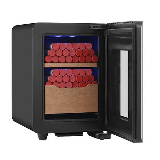 Double shop small mini cigar cabinet 80 refrigeration humidifier Spanish cedar wood shelf 8L desktop cigar box
