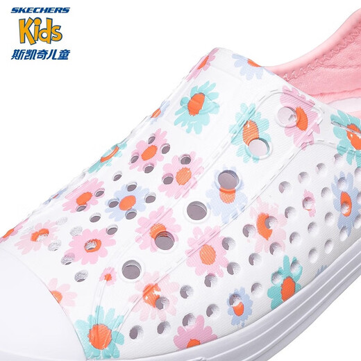 Skechers Skechers Children's Shoes Girls' Croc Shoes Beach Shoes Summer One-Piece Printed Breathable Sandals 302114L White/Pink/WPK 27.5