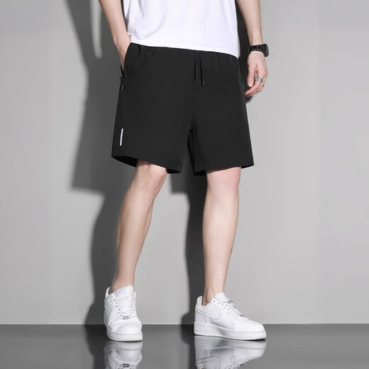 Jeanswest outdoor sports shorts men's summer ice silk breathable casual outdoor sports thin stretch pants black 2XL